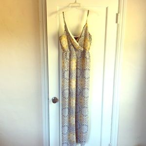 Yellow and blue chiffon maxi dress